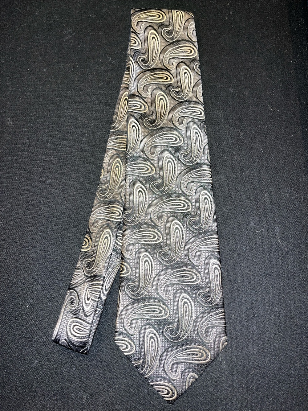 Haggar Black and Silver Paisley Silk Tie